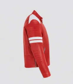 Fight Club Red & White Stripe Leather Jacket