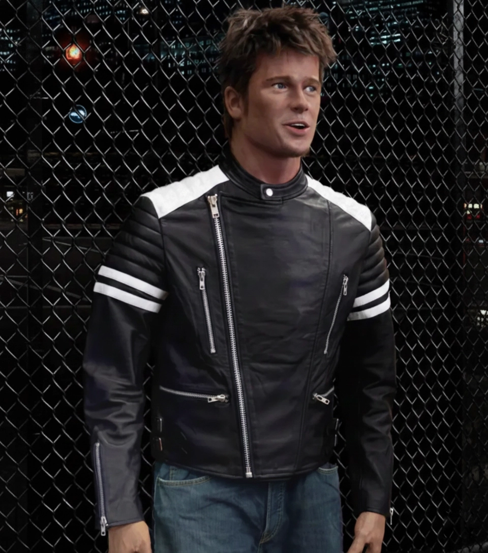 Fight Club Tyler Durden Mayhem Black & White Leather Jacket