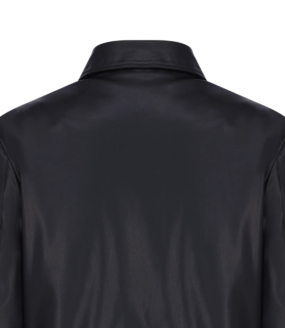 Tyler Durden Black and White Leather Jacket Back Closeup