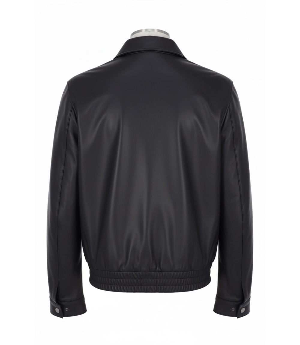 Tyler Durden Black and White Leather Jacket Back