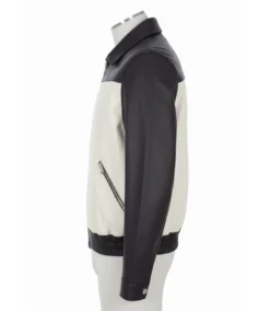 Tyler Durden Black and White Leather Jacket Fight Club