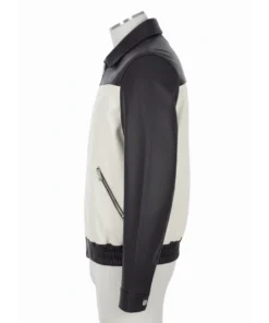 Tyler Durden Black and White Leather Jacket Fight Club