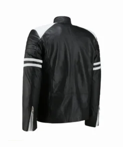 Tyler Durden Classic Black & White Biker Leather Jacket Back