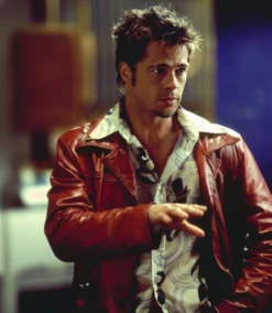 Tyler Durden Red Leather Jacket From Fight Club