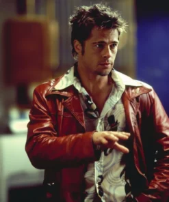 Tyler Durden Red Leather Jacket From Fight Club