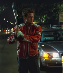 Tyler Durden Leather Jacket Red and White (2)