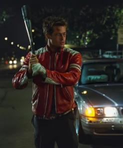 Tyler Durden Leather Jacket Red and White (2)