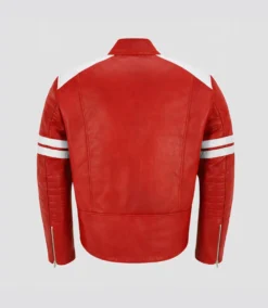 Tyler Durden Red & White Leather Jacket