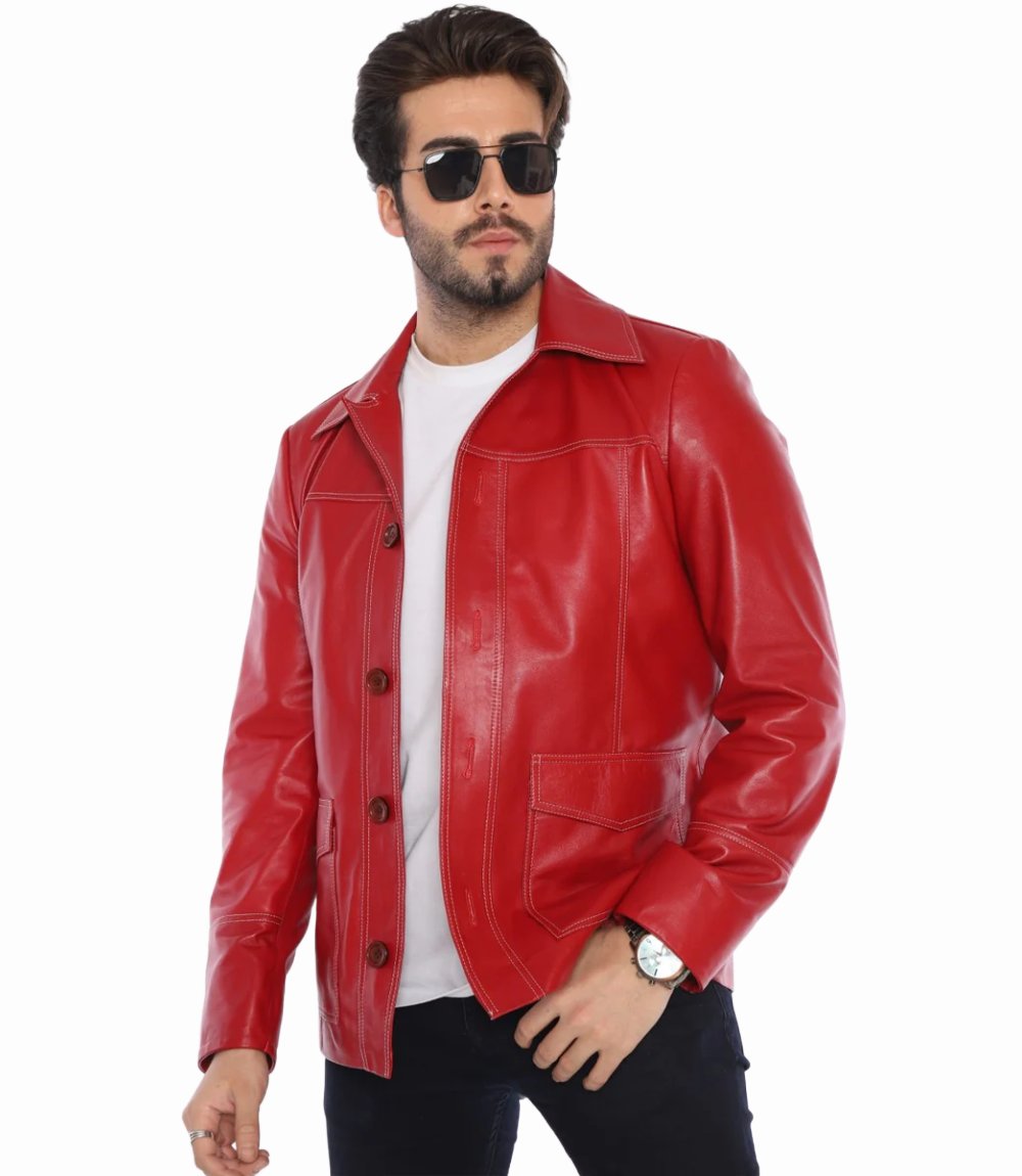 Tyler Durden Signature Red Leather Jacket Fight Club (5)