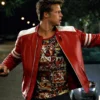 Tyler Durden Signature Red & White Leather Jacket Fight Club Style