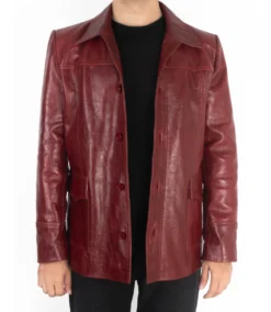 Tyler Durden red leather jacket front view