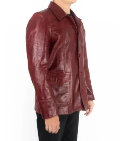 Tyler Durden red leather jacket side view